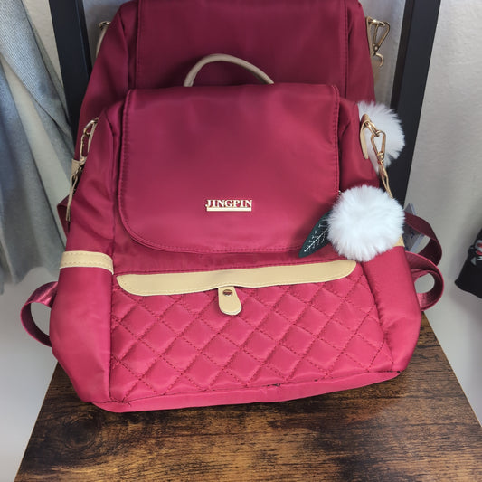 Red backpack purae