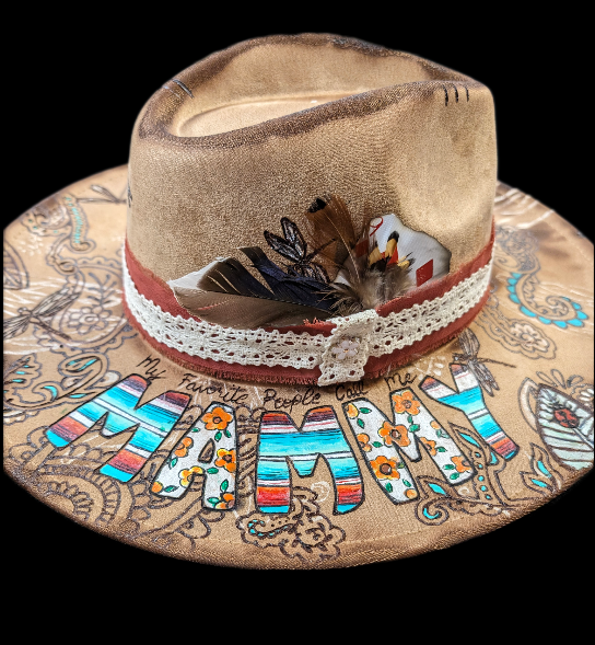 Custom design hand burnt and/or painted hats